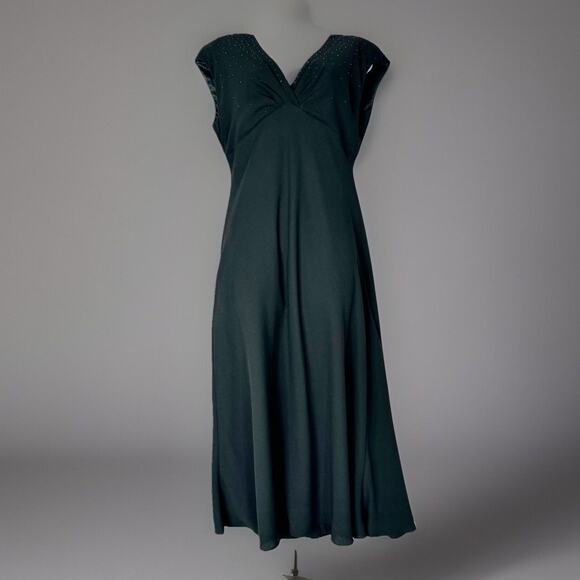 Vintage Jones New York Womens Dress 12 Black Beaded Midi Babydoll Whimsigoth - Picture 1 of 12